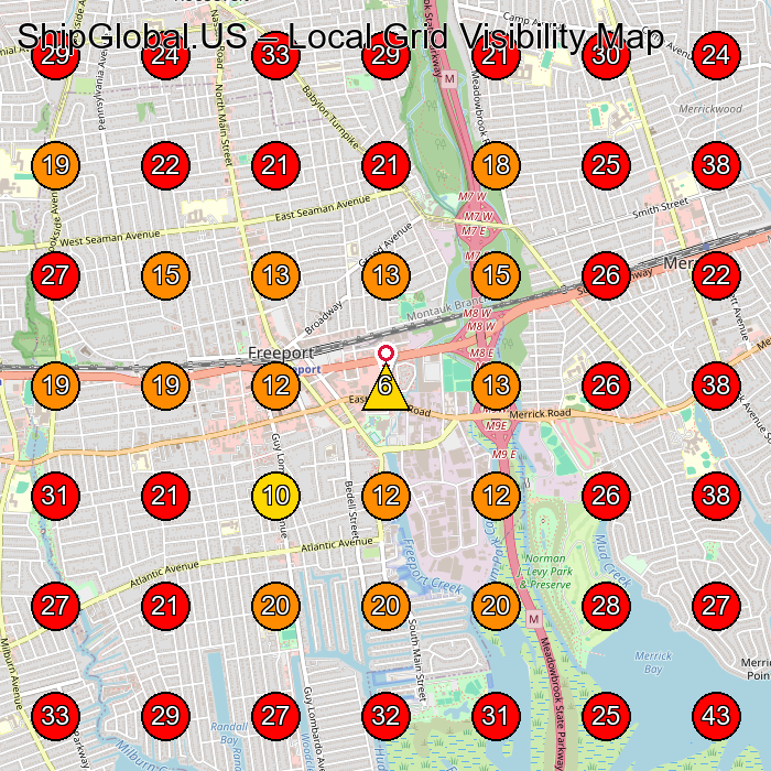 ShipGlobal.US GeoGrid visibility map for Freight Forwarding Service in Freeport